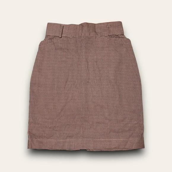 Vintage Pink Gingham Mini / Knee Length Skirt Office Siren XS/S 26” Waist - Picture 1 of 6